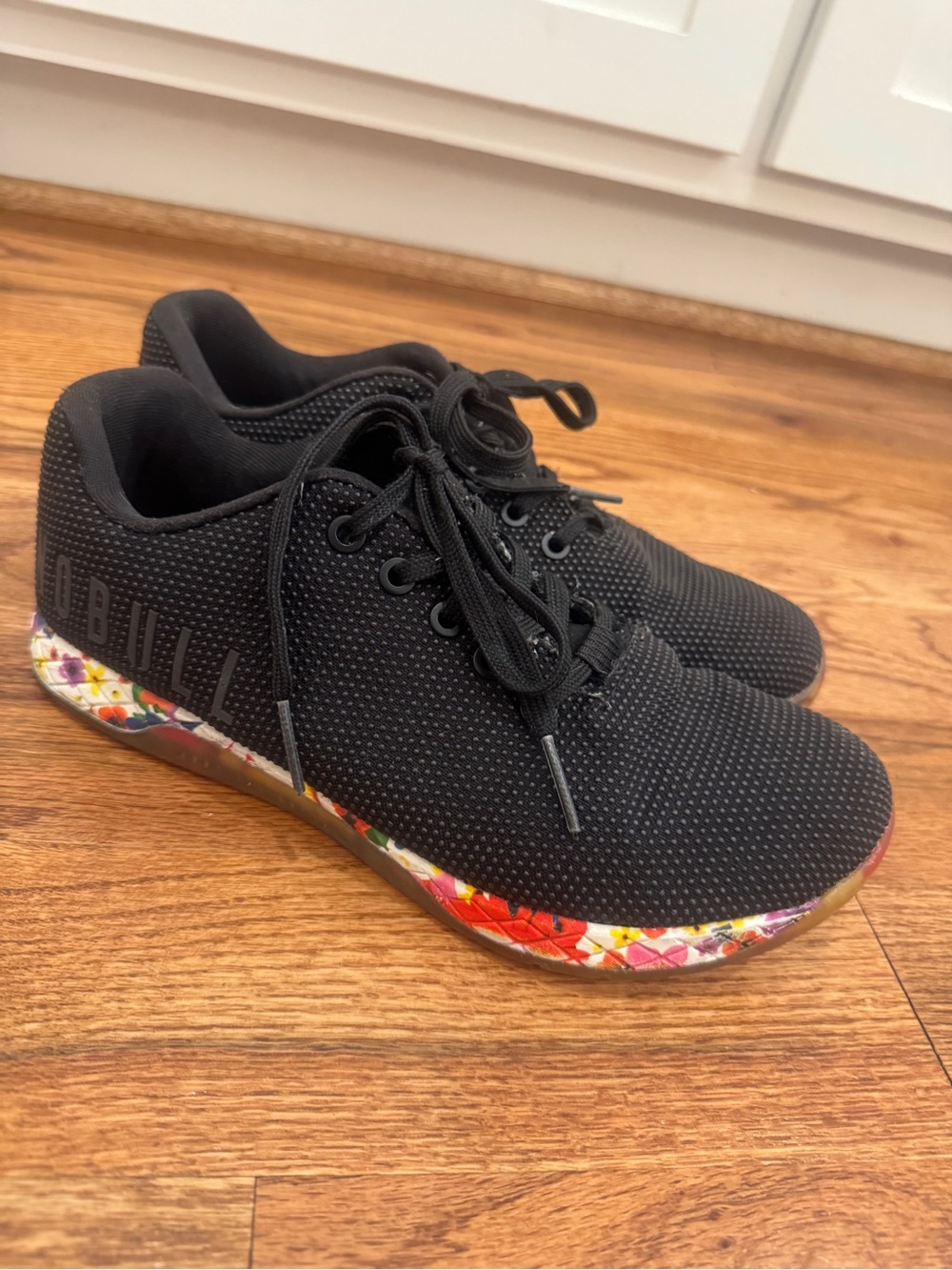 Women’s NO BULL Black Athletic Sneakers with Floral Accent
